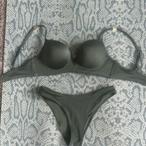Olive Green Bikini Set 32B, size 2 bottoms